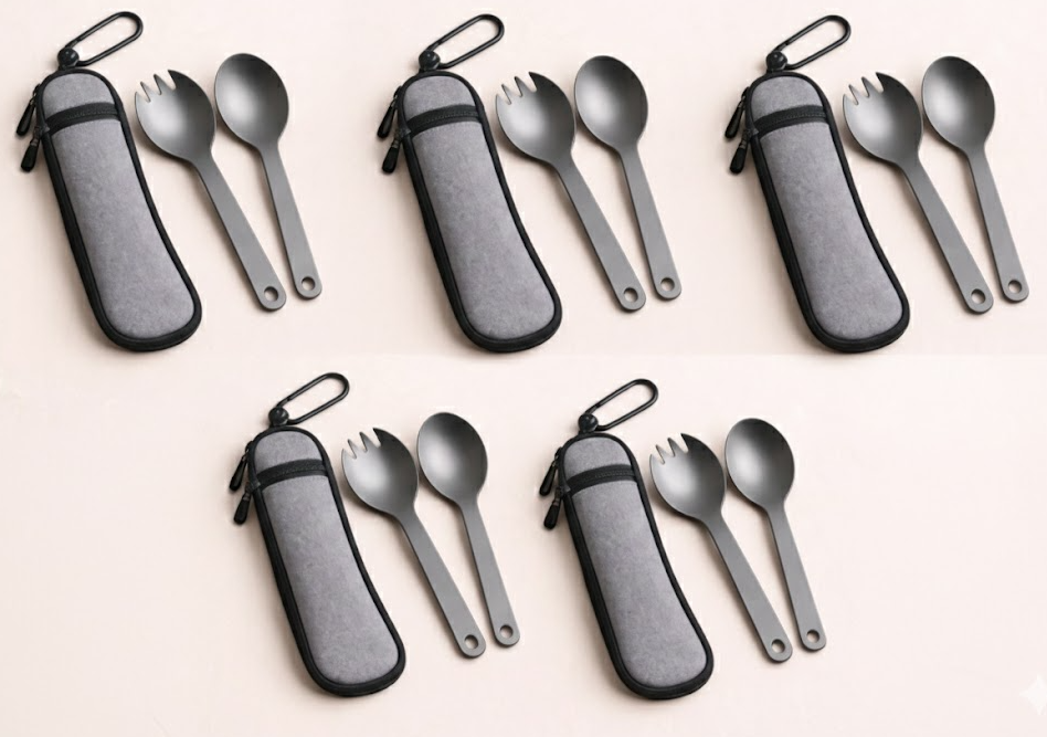 5x Titanium Spork Set
